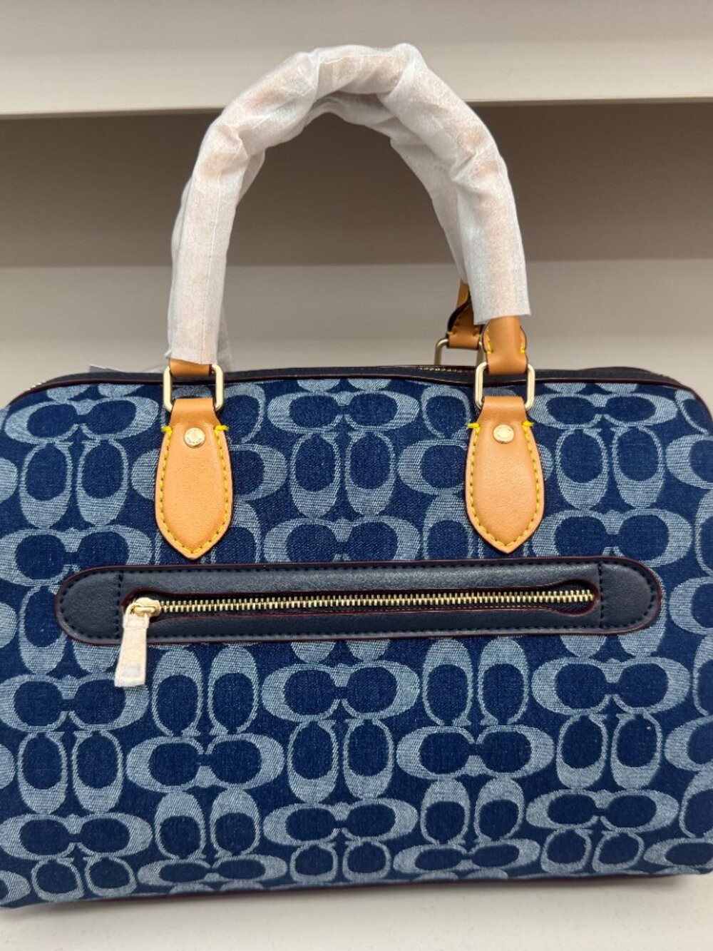 Coach Rowan Satchel Bag In Signature Denim Canvas NWT CY699 - Picture 2 of 6